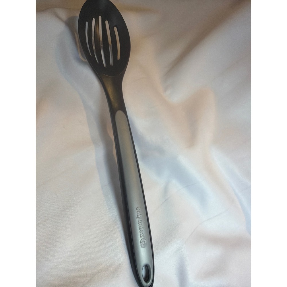 Calphalon Nylon Slotted Spoon Black Grey Nonstick Safe Heat Resistant 12.5 Inch‎